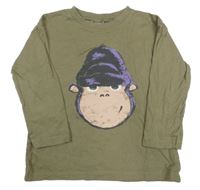 Khaki triko s opicí 