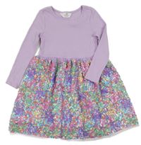 Fialové žebrované šaty s flitry H&M