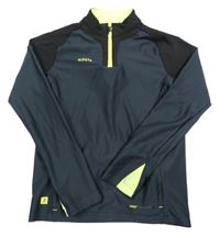 Tmavomodro-černo-zelená funkční mikina Decathlon