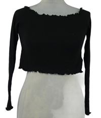 Dámské černé žebrované crop triko H&M