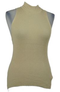 Dámský béžový žebrovaný úpletový top s rolákem Nasty Gal