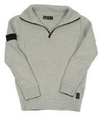 Světlešedý melírovaný svetr s copánkovým vzorem Next