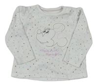 Bílé puntíkaté sametové triko s Minnie Disney
