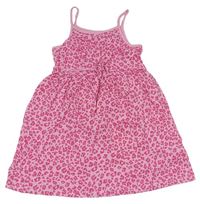 Růžové bavlněné šaty s leopardím vzorem Matalan