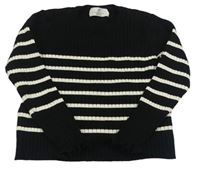 Černo-bílý pruhovaný žebrovaný svetr H&M