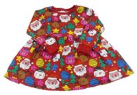 Červené vánoční teplákové šaty s obrázky St. Bernard 