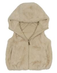 Béžová kožešinová podšitá vesta s kapucí Nutmeg