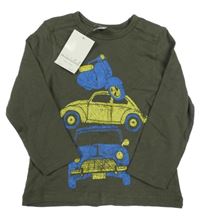 Nové - Khakišedé triko s auty Miniclub