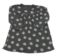 Tmavošedé žebrované šaty s kytičkami George