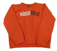 Červená mikina s nápisem Hoodrich