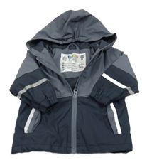 Tmavošedo-tmavomodrá nepromokavá jarní bunda s kapucí Lupilu