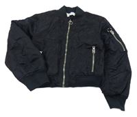 Tmavomodrý šusťákový zateplený crop bomber 