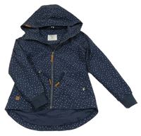 Tmavomodrá puntíkatá šusťáková jarní parka s kapucí Yigga