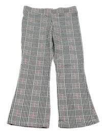 Černo-bílo-růžové kostkované flare legíny H&M