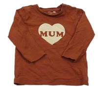 Rezavé triko se srdíčkem s nápisem Name it