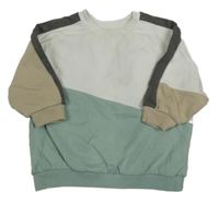 Bílo-tmavošedo-zelená oversize mikina Next