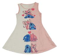Růžovo-bílé šaty se Stitchem a Angelou 