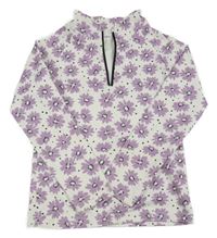 Bílo-fialové kytičkované UV triko Zara 