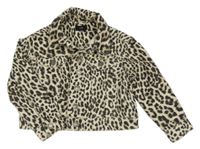Světlebéžovo-černá leopardí riflová bunda River Island