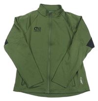 Khaki-černá sportovní propínací thermo mikina s výšivkou