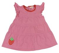 Růžové bavlněné šaty s jahodou Bluezoo