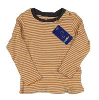 Oranžovo-šedo-bílé pruhované triko Lupilu
