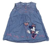 Modré puntíkované plátěné šaty s Minnie Disney + George 
