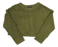 Olivové síťované crop triko Primark