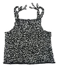 Černý žabičkový crop top s kytičkami George