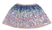Růžovo-modrá flitrová tylová sukně H&M