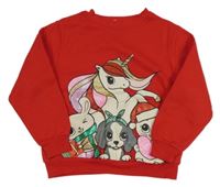 Červená mikina se zvířátky H&M