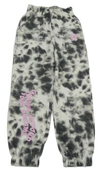 Šedo-smetanové batikované tepláky s nápisem Primark