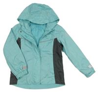 Světlemodro-tmavošedá šusťáková sportovní bunda s kapucí Crane 