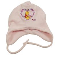 Světlerůžová fleecová ušanka s medvídkem Pú