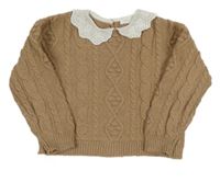 Béžový vzorovaný oversize svetr s límečkem Next