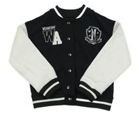 Černo - bílá baseballová propínací mikina s potiskem Wednesday