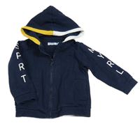 Tmavomodrá propínací mikina s nápisem a kapucí Mayoral 