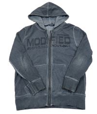 Šedá propínací mikina s nápisem a kapucí Yigga