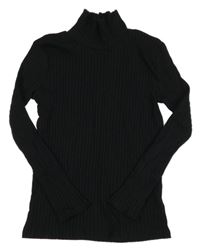 Černé žebrované triko s rolákem C&A