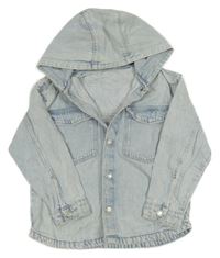 Světlemodrá riflová košilová bunda s kapucí Zara