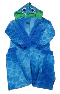 Modrá vzorovaná chlupatá kombinéza s kapucí - žralok Pep&Co.