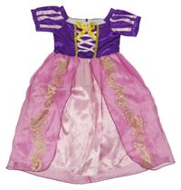 Kostým - Fialovo-růžové saténovo/tylové šaty 