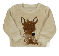 Béžová plyšová mikina se srnkou C&A