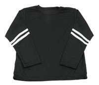 Černé sportovní triko s pruhy 