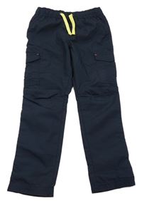 Tmavomodré vzorované plátěné cargo kalhoty Kids