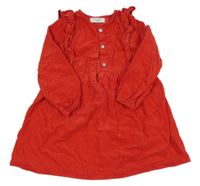 Červené manšestrové šaty s volánky Primark