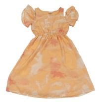 Oranžovo-bílé vzorované šifonové šaty s volnými rameny Page one young