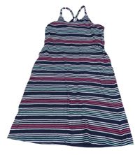 Tmavomodré bavlněné šaty s proužky Yigga