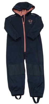 Tmavomodrá softshellová kombinéza s mráčkem a kapucí Lupilu