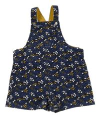 Tmavomodré vzorované manšestrové laclové kraťasy Obaibi 